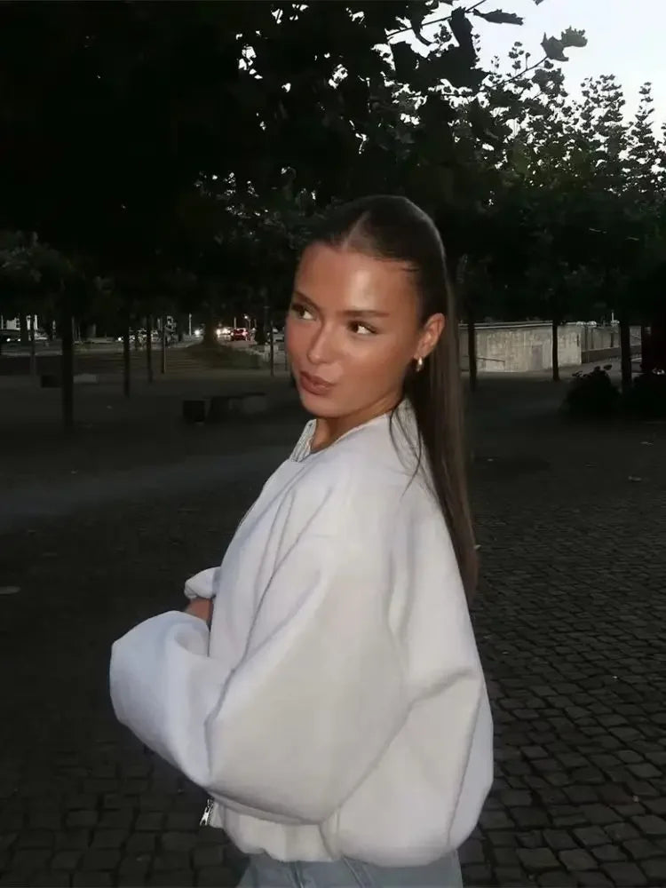 Women’s Retro Bomber Jacket – Soft Zipper Coat (Autumn/Winter)