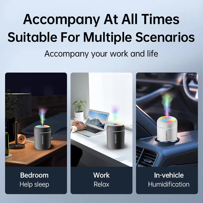 Air Humidifier 180ML Mini USB Electric Aroma Diffuser Essential Oil Purifier Aromatherapy Mist Maker Lights For Car Home Bedroom