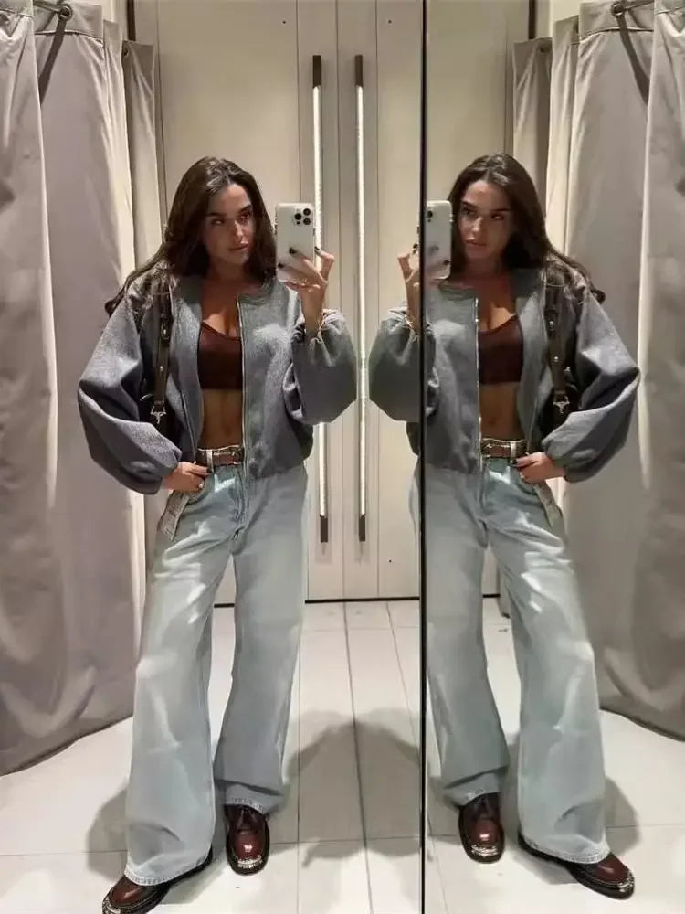 Women’s Retro Bomber Jacket – Soft Zipper Coat (Autumn/Winter)